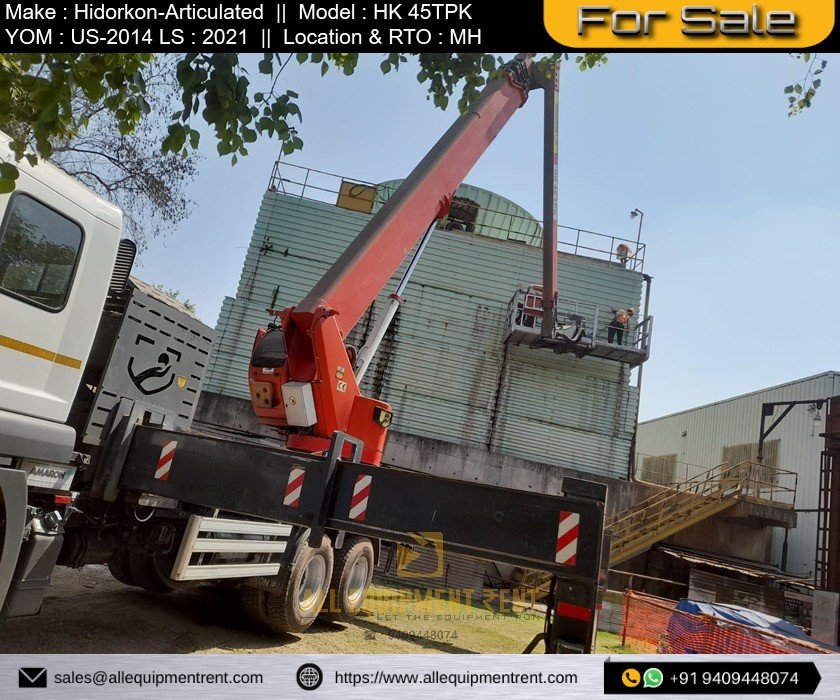 Used 45m Class Truck mounted Articulated Aerial Work Platform HiDROKON HK 45 TPK with MH Registered Bharat Benz Chassis Available for Sale Image 5